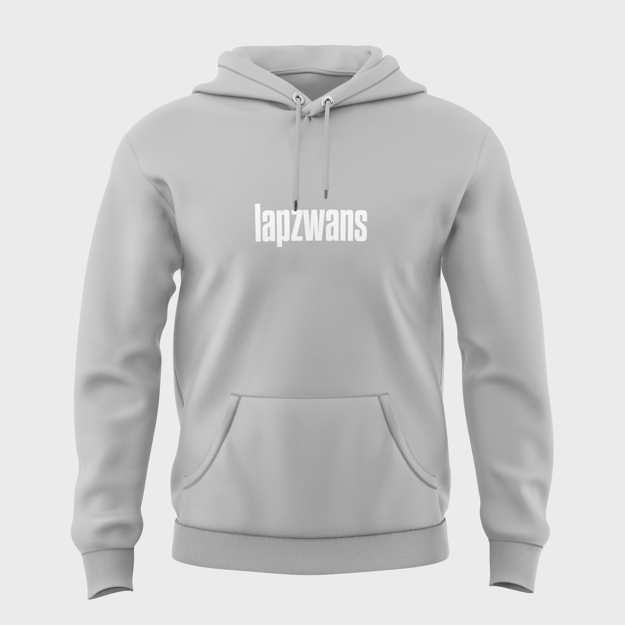 Grijze hoodie met opdruk 'lapzwans' in witte tekst