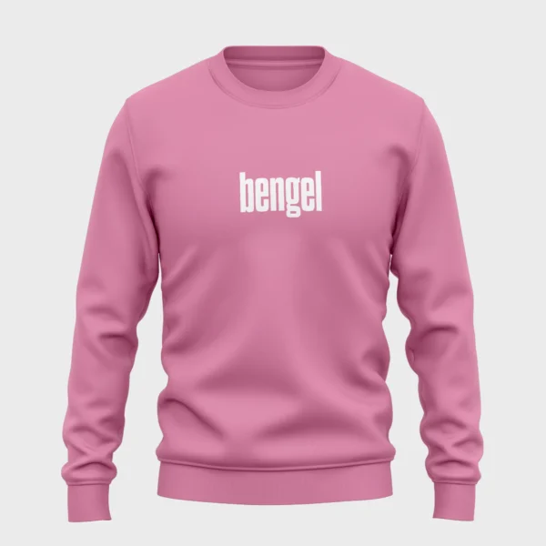 Grappige roze trui met opdruk 'bengel' in witte tekst