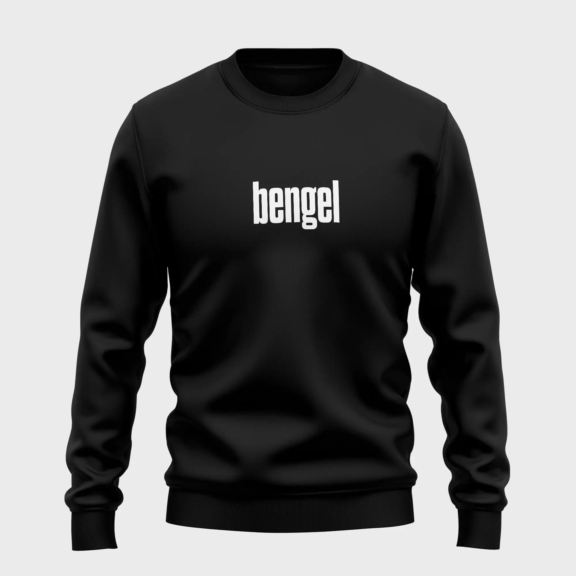 Grappige zwarte trui met opdruk 'bengel' in witte tekst