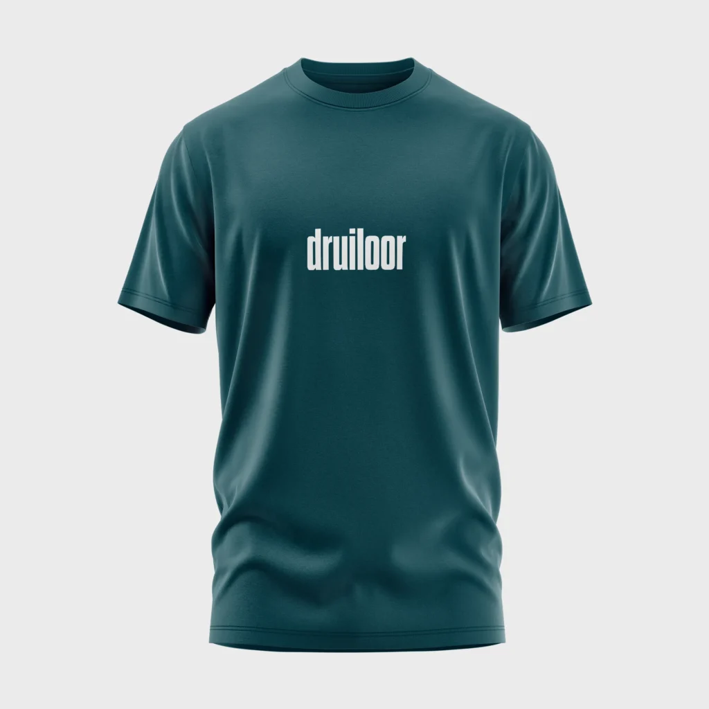 Donkergroen t-shirt met opdruk 'druiloor' in witte tekst