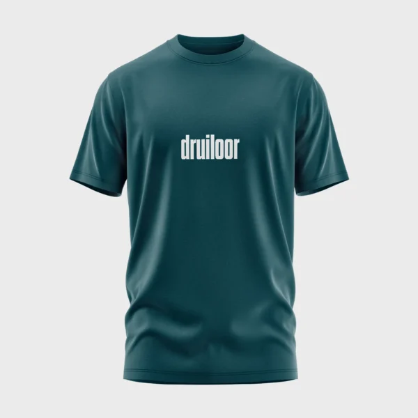 Donkergroen t-shirt met opdruk 'druiloor' in witte tekst
