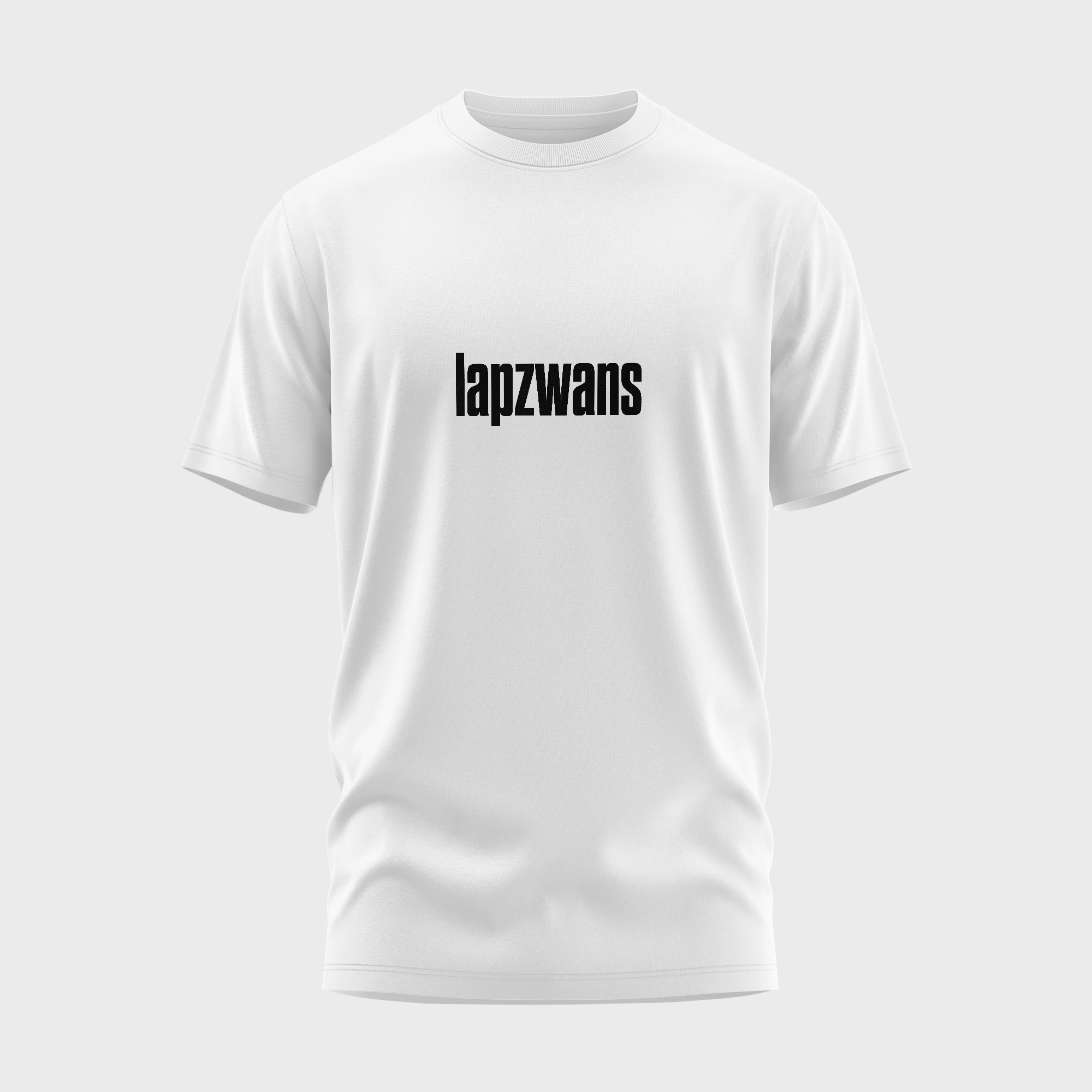 Wit t-shirt met opdruk 'lapzwans' in zwarte tekst