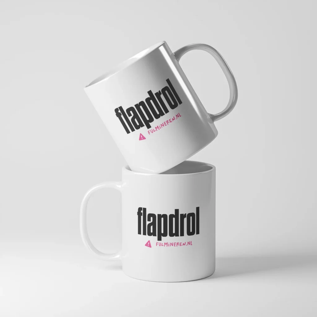 Grappige mok met opdruk 'flapdrol'