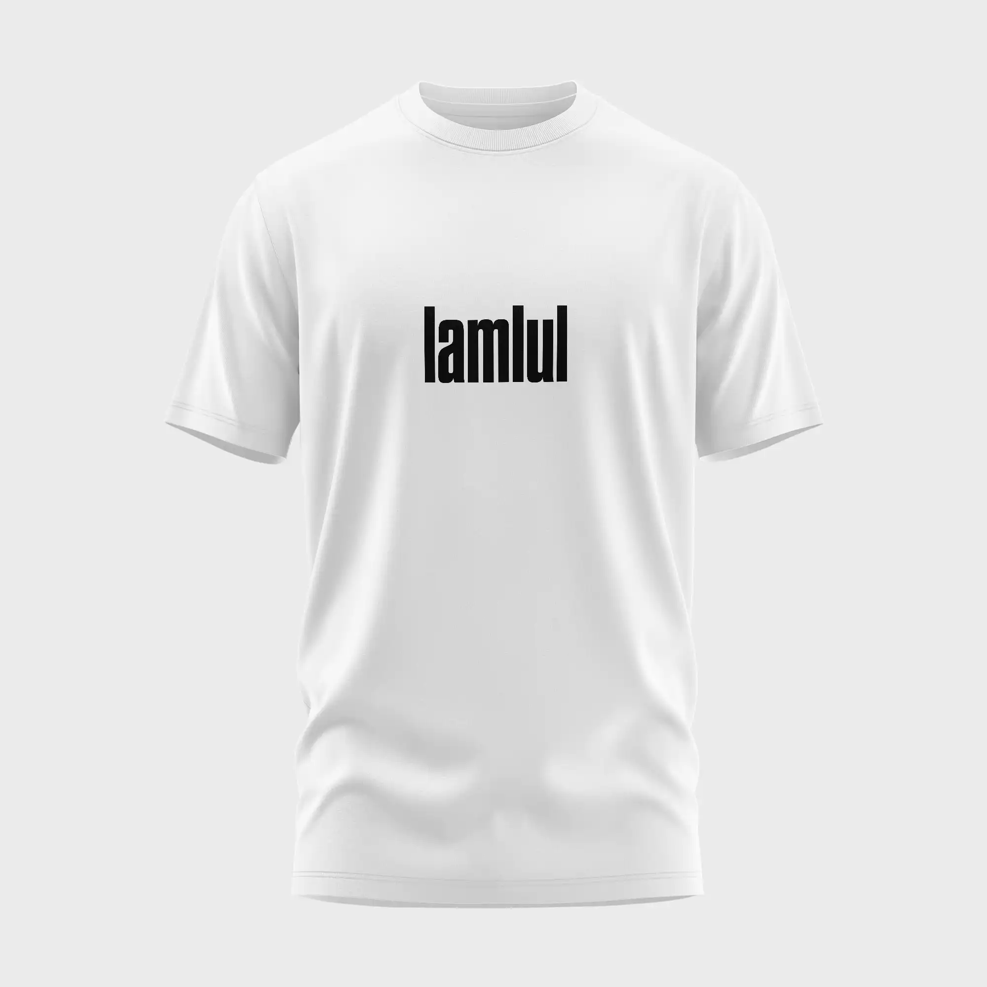 Wit t-shirt met grappige opdruk 'lamlul' in zwarte tekst