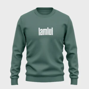 Groene trui met grappige opdruk 'lamlul' in witte tekst