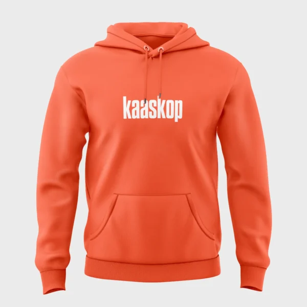 Oranje hoodie met opdruk 'kaaskop' voor koningsdag