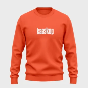 Oranje sweater met opdruk 'kaaskop' voor koningsdag