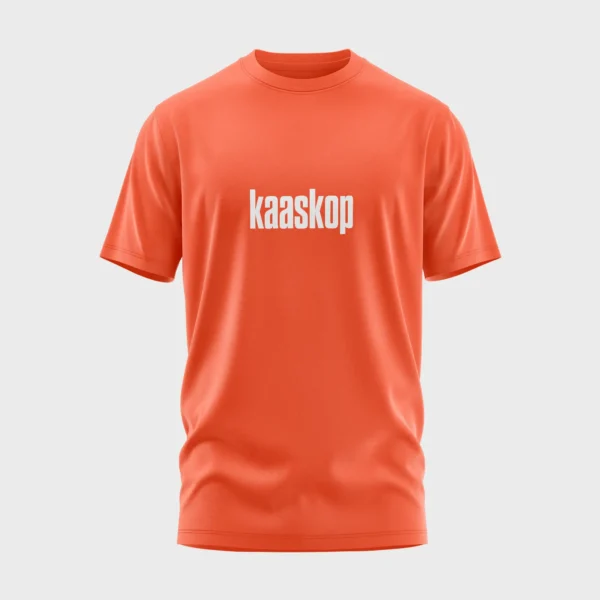 Oranje t-shirt met opdruk 'kaaskop' voor koningsdag