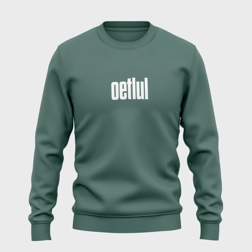 Grappige groene sweater met opdruk 'oetlul'