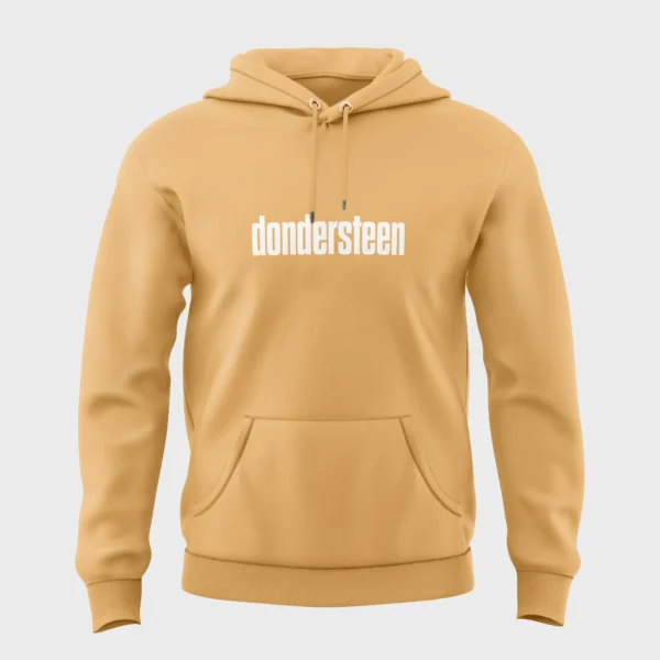 Grappige gele hoodie met opdruk 'dondersteen'