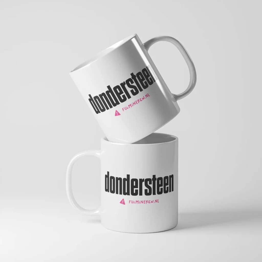 Grappige mok met opdruk 'dondersteen'