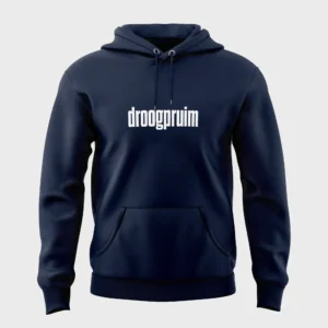 Donkerblauwe hoodie met opdruk 'droogpruim'