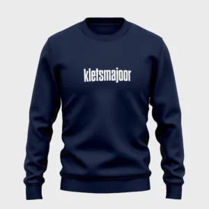 blauwe sweater met opdruk 'kletsmajoor'