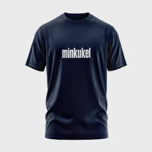 Blauw t-shirt met witte opdruk 'minkukel'
