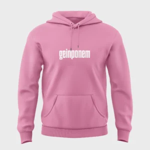 Roze hoodie met witte opdruk 'geinponem'