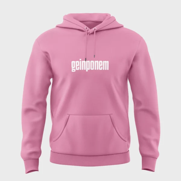 Roze hoodie met witte opdruk 'geinponem'