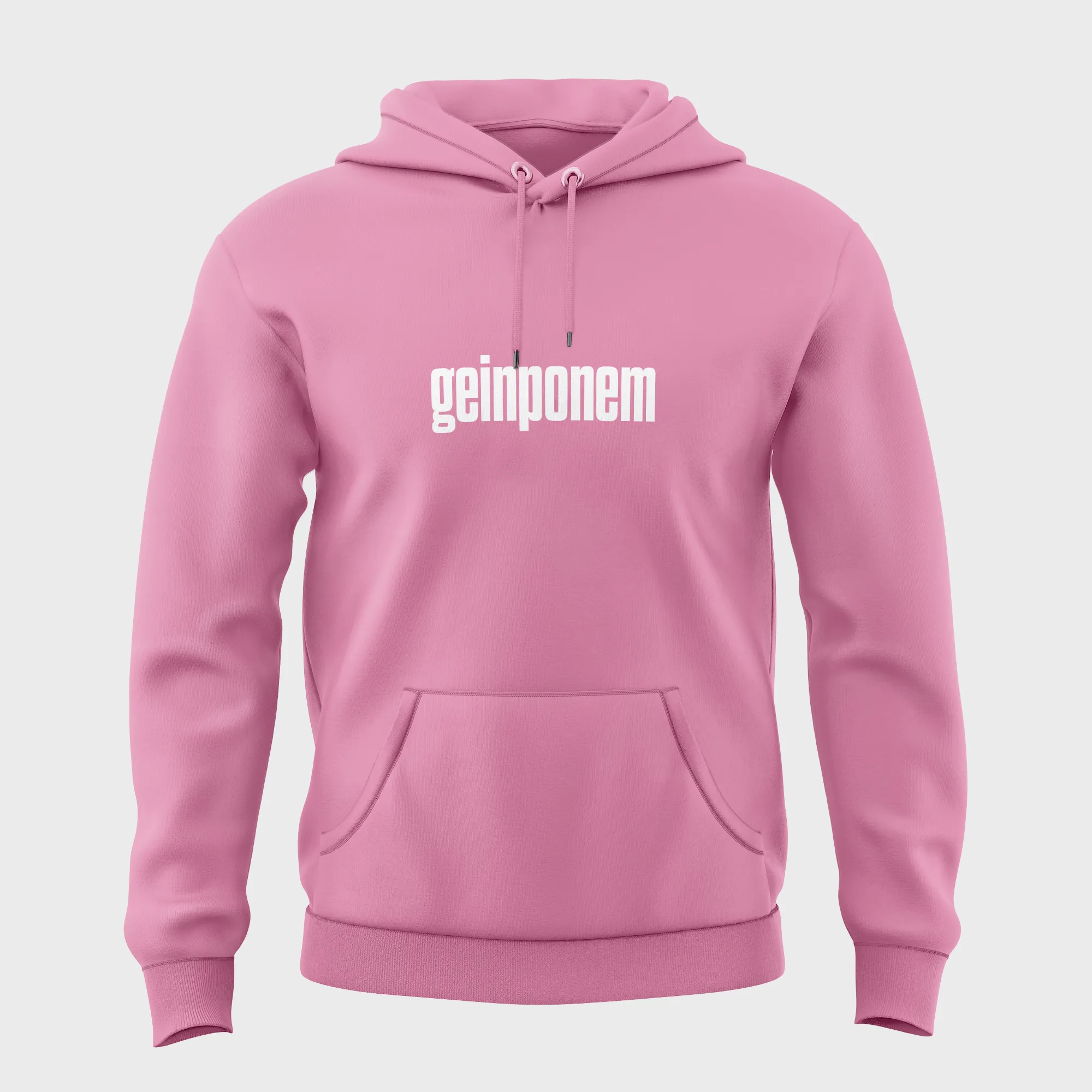 Roze hoodie met witte opdruk 'geinponem'