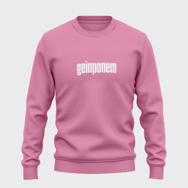 Roze sweater met witte opdruk 'geinponem'