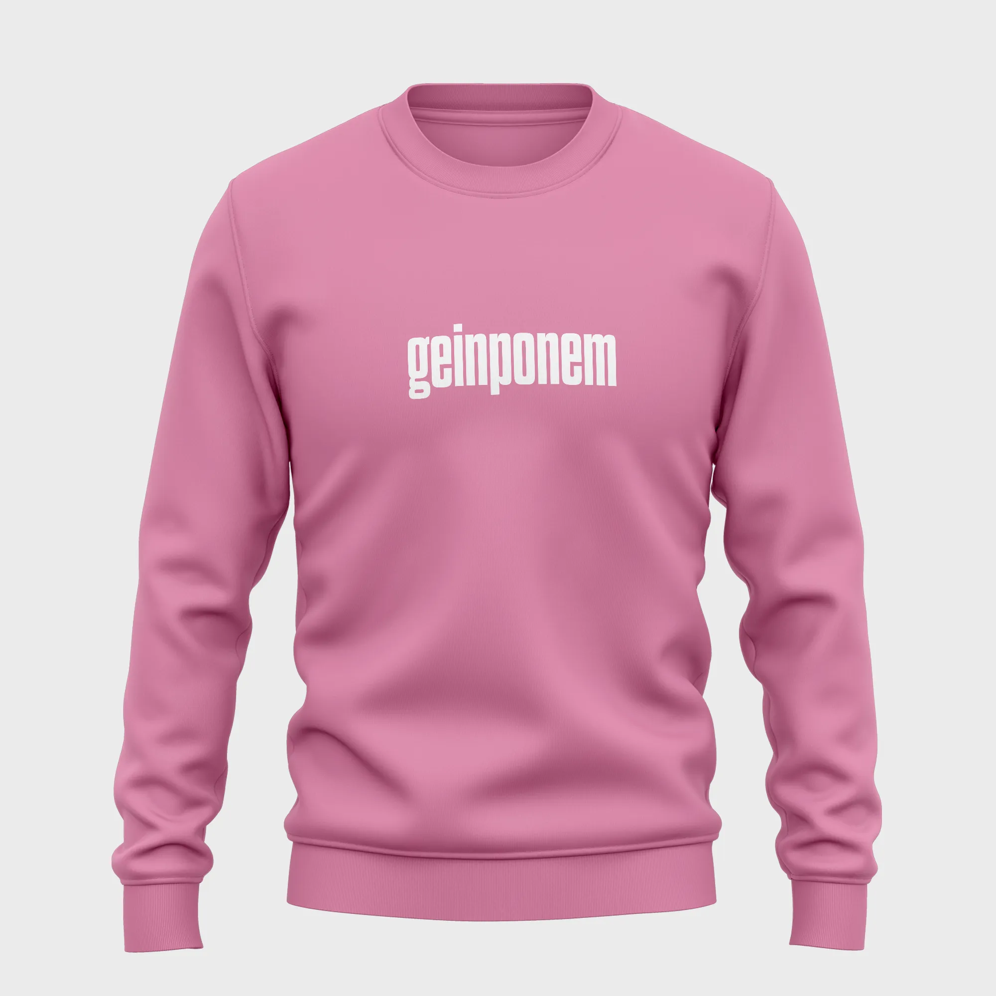 Roze sweater met witte opdruk 'geinponem'